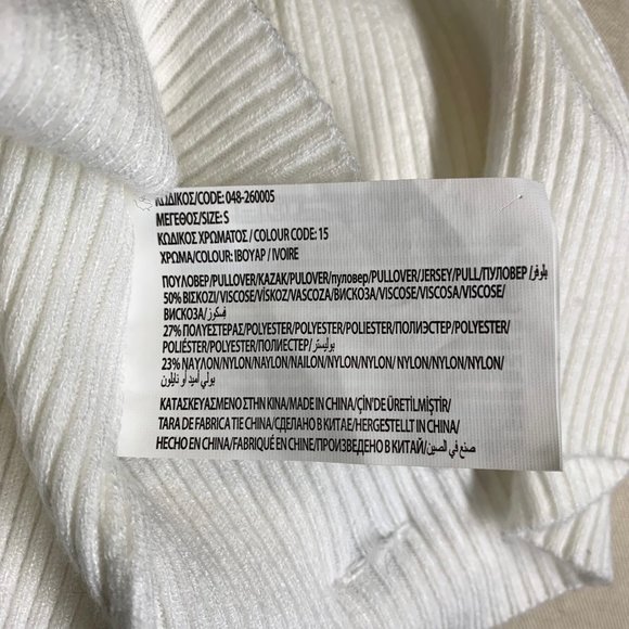 BSB Jeans White Ribbed Scoop Neck 3/4 Length Sleeve Top Size:S - Picture 10 of 11